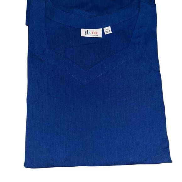 Denim & Co Womens 3X Short Sleeve Sweetheart Neckline Oversized Shirt Blue NWT - Picture 1 of 4